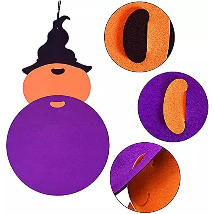 Assorted pieces of a felt Halloween pumpkin witch craft set for kids, promoting creativity and fun