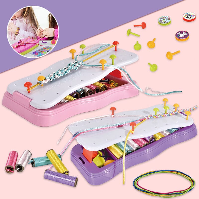 Kids DIY Friendship Bracelet Making Kit with colorful beads, strings, and loom for creative fun