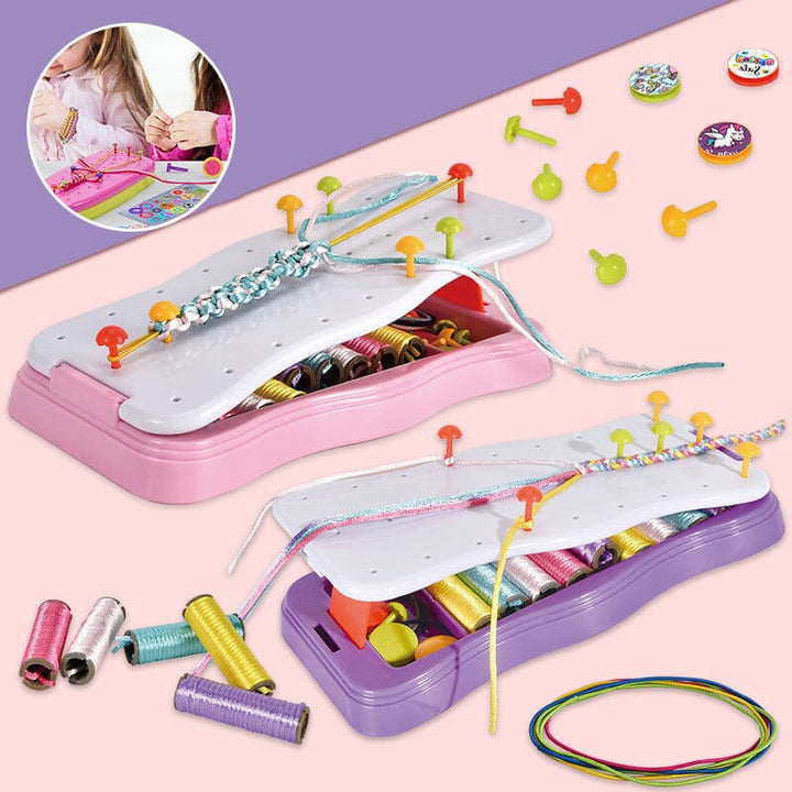 Kids DIY Friendship Bracelet Making Kit with colorful beads, strings, and loom for creative fun