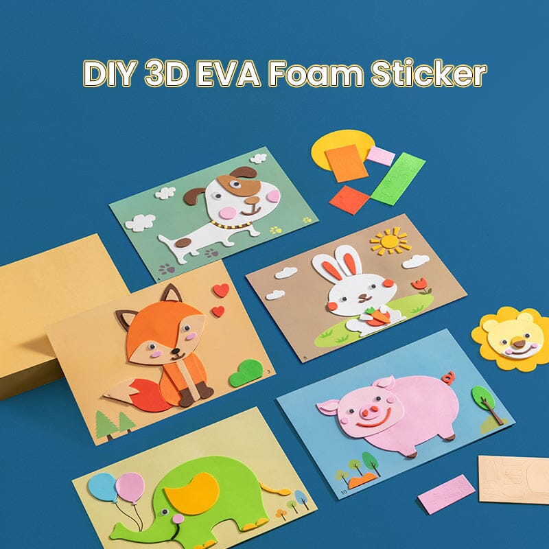 Close-up of vibrant EVA foam stickers from the Fun Foam Art Kit, perfect for kids crafts & educational toy.