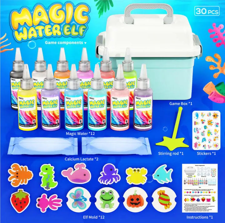 Vibrant Kids' Gel Art Craft Kit with colorful gels & molds, inspiring DIY creative art and sensory play for children.
