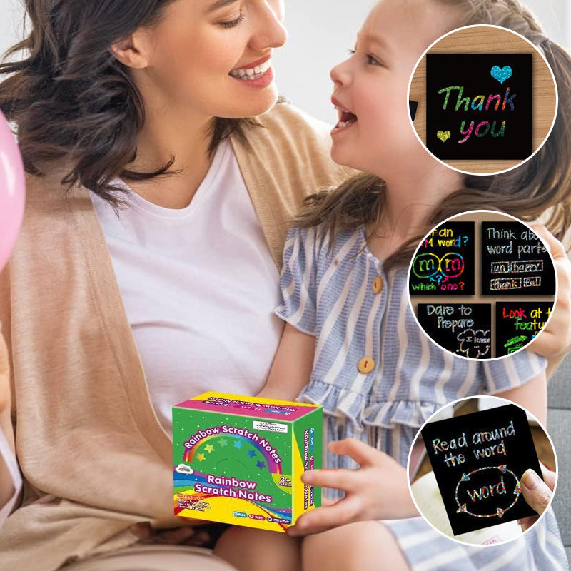 Completed rainbow scratch art revealing a colorful animal design, perfect for kids art and drawing