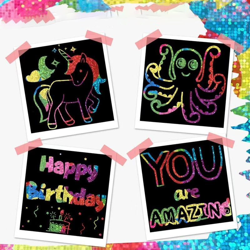 Packaging for Kids DIY Rainbow Magic Scratch Art Set, highlighting 'rainbow craft' and 'children's gift'