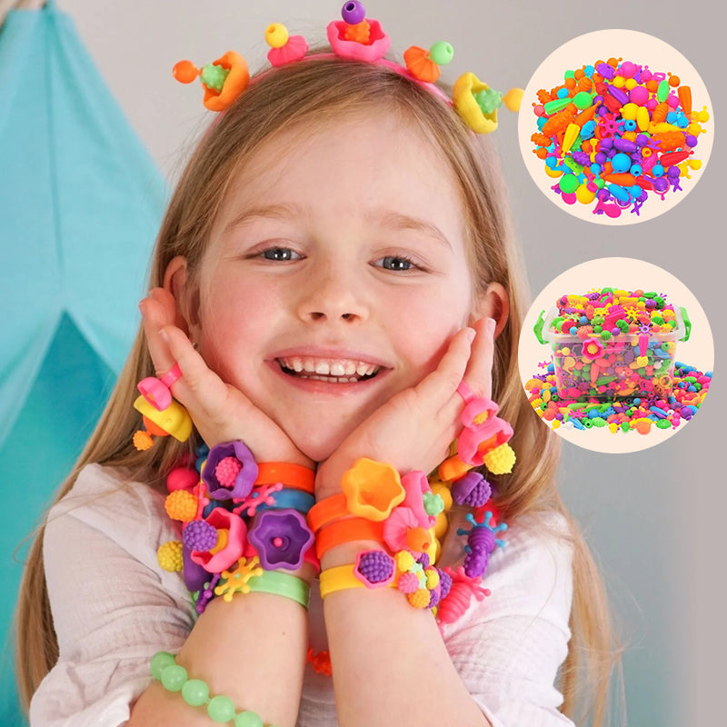 Kids DIY Snap Pop Beads Jewelry Making Kit with assorted colorful beads, ideal for creative play and fine motor skills