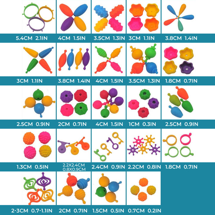 Detail of a sturdy snap-together pop bead connection, demonstrating the ease of use for young crafters