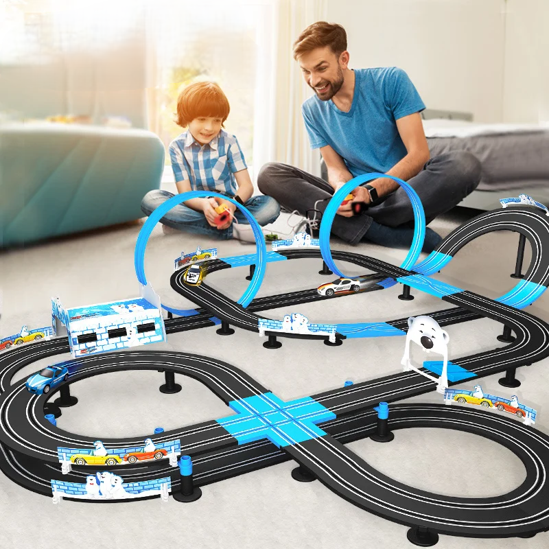 Kids' Double Lane Loop Racing Set for two. Loopaira track with toy cars for exciting family fun.