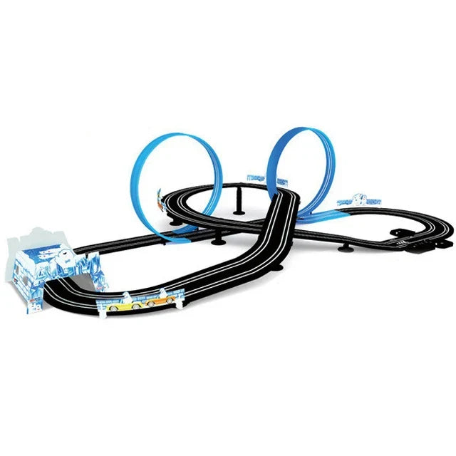 Loopaira Double Lane Loop Racing Playset for kids. Two players enjoy fast-paced motor racing with toy cars.