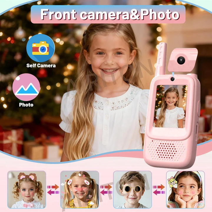 Front view of the vibrant EchoPals kids' video walkie talkie, a fun toy gadget ready for play.