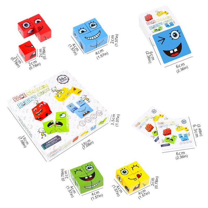 Kids' wooden puzzle blocks for learning emotions, a cognitive development toy for kids