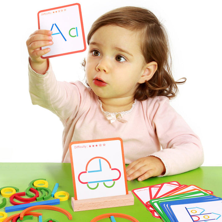 Kids' Educational Wooden Puzzle Logic Training Set - multicolor, Montessori toy for skill development