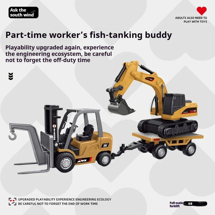 Exciting remote control construction vehicle toy set for kids. RC excavator, dump truck & forklift for boys' gifts.