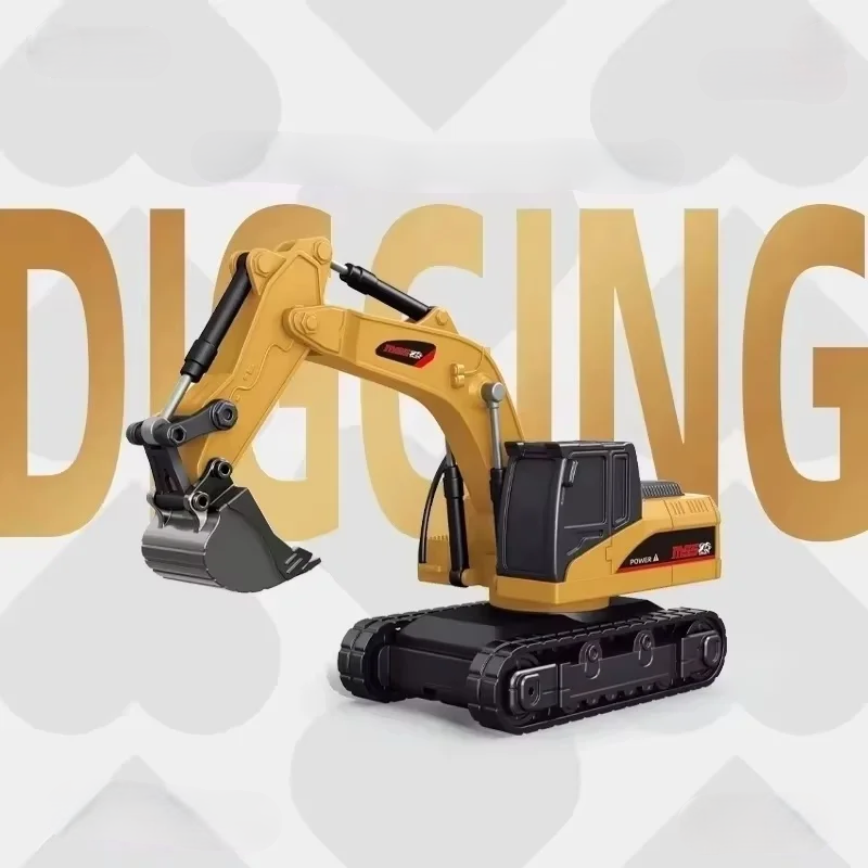 Miniature remote control construction vehicle models for kids. Excavex RC excavator set, educational boys' toy gift.