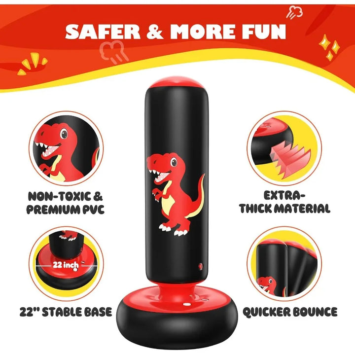 DinoPuncher: Freestanding inflatable dinosaur punching bag, great gift for kids' active indoor/outdoor fun & skill development.