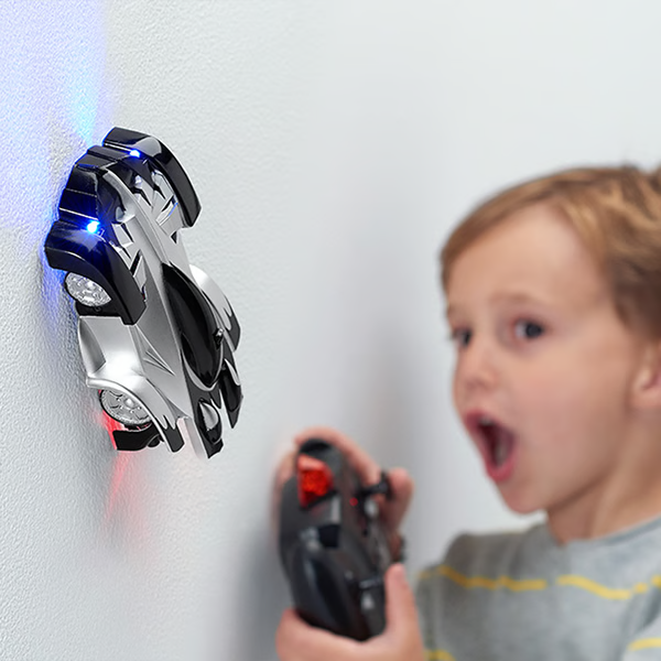Kids' gravity-defying RC car toy for wall & ceiling climbing. Innovative remote control electric car for interactive play.