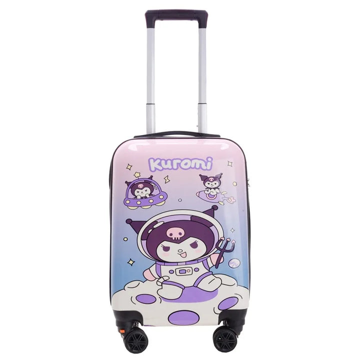 Hello Kitty hard shell carry-on suitcase for kids. Cute cartoon luggage with smooth spinner wheels.