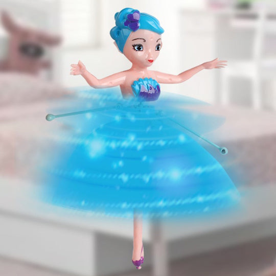 Rechargeable interactive flying princess doll toy with LED lights, a magical children's gift for indoor play.