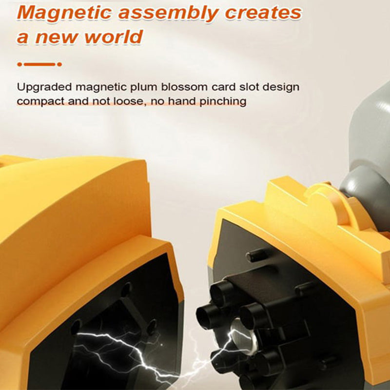 Educational magnetic construction blocks, kids' engineering vehicle play set