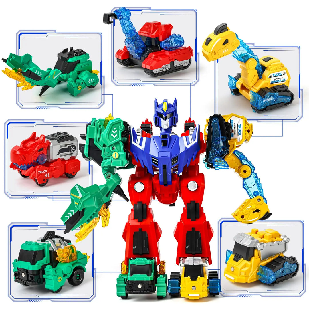 Magnetic Rexvator transforming figure set for kids, fostering creative play as a robot, dinosaur, or vehicle toy.