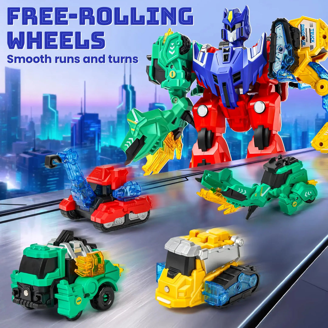 Rexvator magnetic building toy in its yellow construction vehicle mode, inspiring imaginative play for kids.