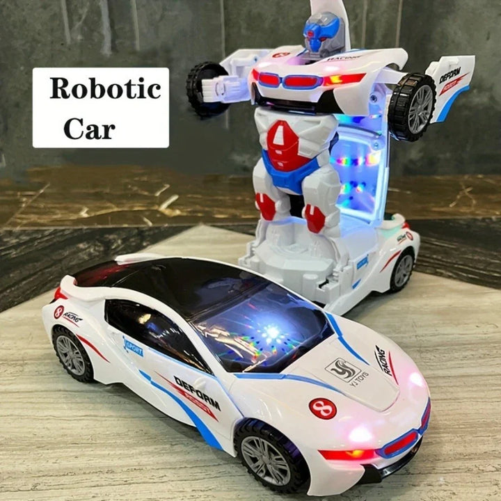 Interactive MorphiDrive transforming robot car toy for toddlers, featuring colorful lights and engaging music.