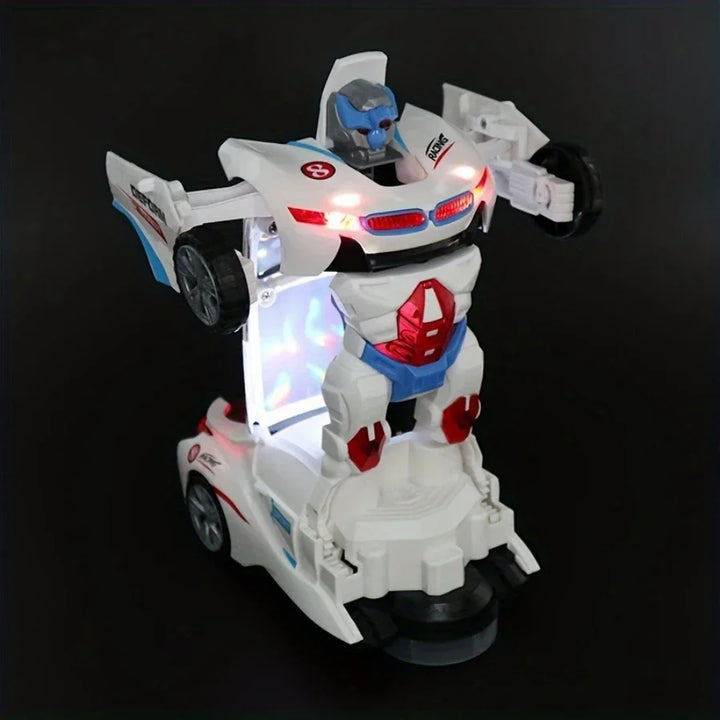 Playful MorphiDrive transforming robot car, offering obstacle avoidance, engaging lights, and musical entertainment.