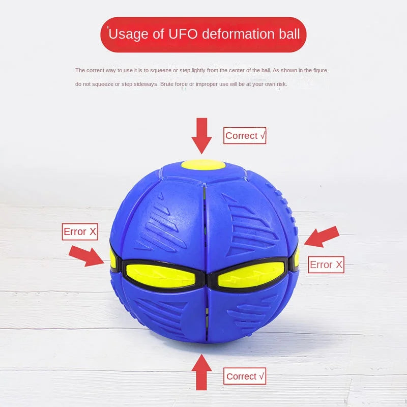 Flexible Orbexa light-up flying toy, transforming from a ball to disc for exciting outdoor adventures.