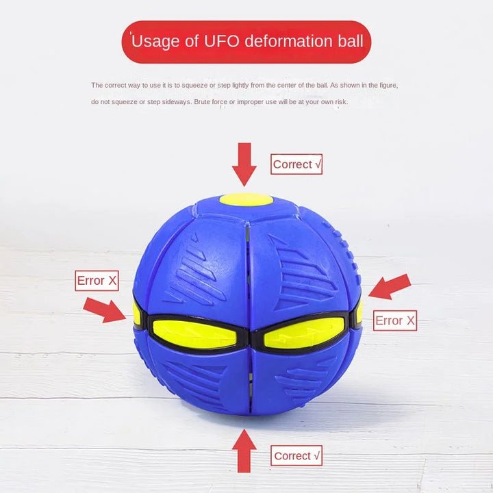 Flexible Orbexa light-up flying toy, transforming from a ball to disc for exciting outdoor adventures.