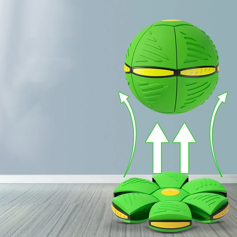 A close-up of the Orbexa transforming flying ball disc toy, showing its vibrant light-up feature.