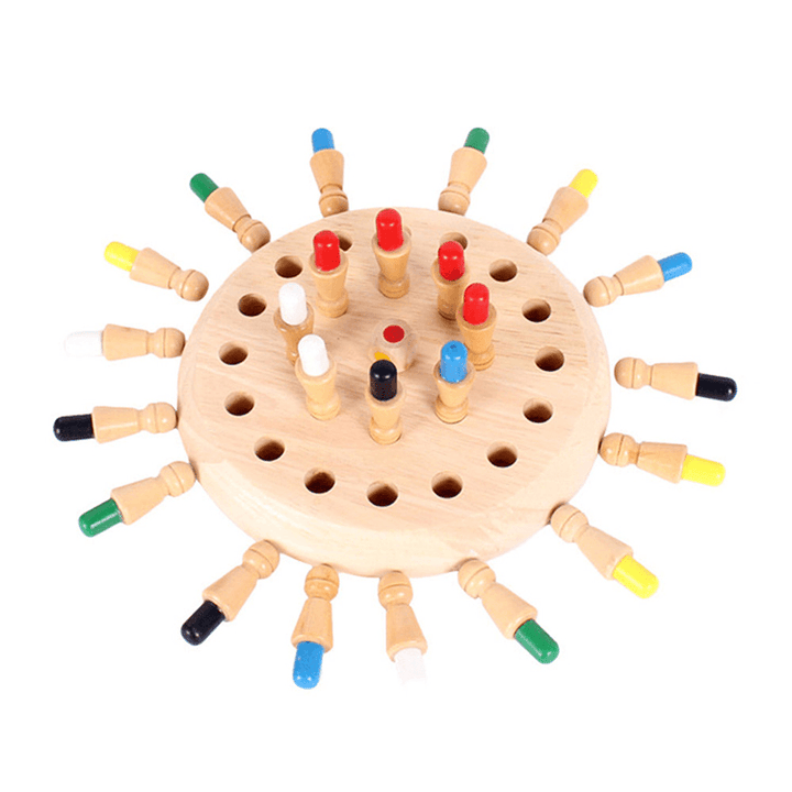 Wooden Memory Chess Game set showing the board and pegs, a brain training toy for kids