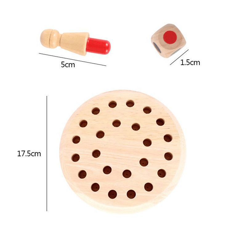 Overhead view of the complete Wooden Memory Chess Game, an engaging brain training educational toy