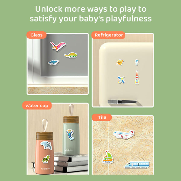 Child engaged in imaginative play with a quiet book and jelly stickers at a restaurant