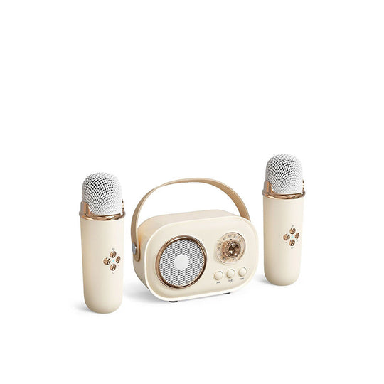 Portable blue Bluetooth speaker for kids with advanced karaoke features and a comfortable grip handle.