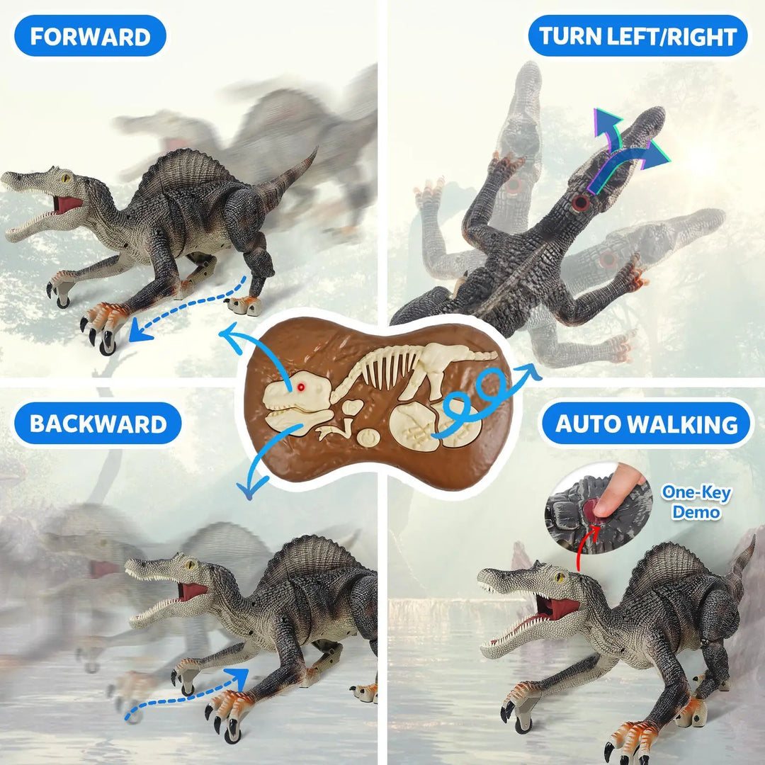 Thundasaur remote control dinosaur toy. Prehistoric action figure roars & sprays water, thrilling kids with RC fun.