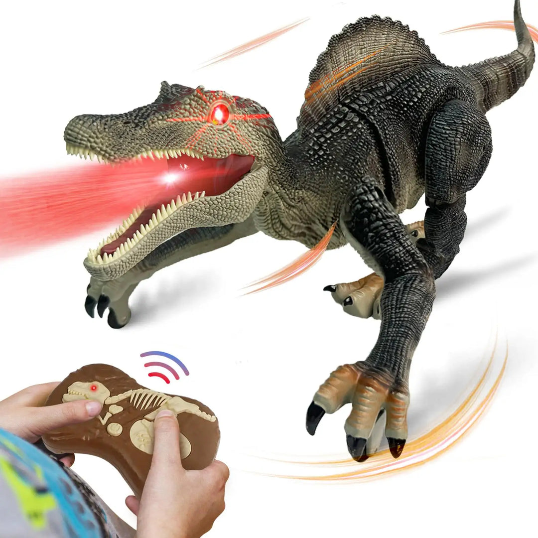 Engage kids with a remote control Thundasaur dinosaur toy that roars, sprays water, and moves for hours of fun.