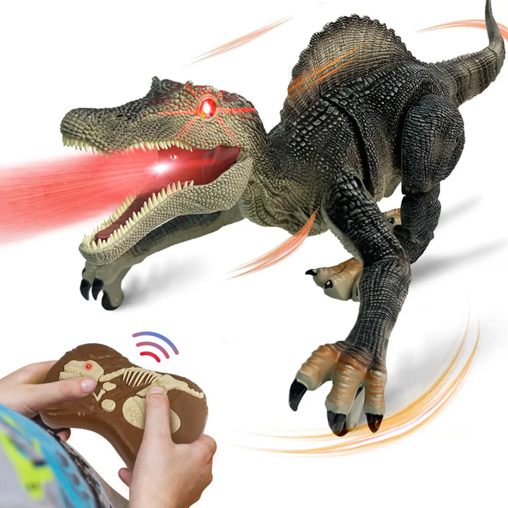Engage kids with a remote control Thundasaur dinosaur toy that roars, sprays water, and moves for hours of fun.