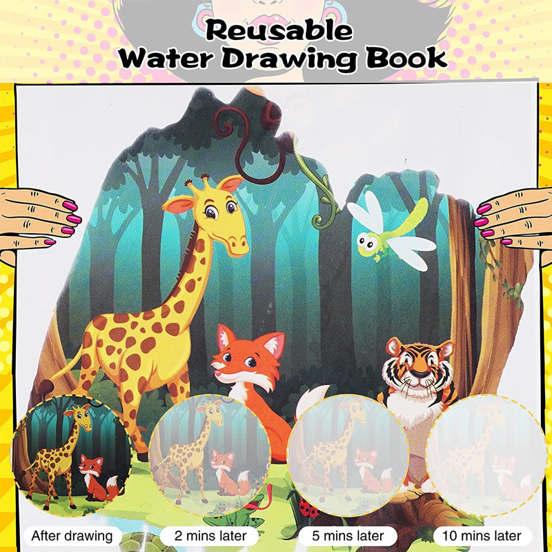 Set of two Kids' Magic Water Coloring Books with water pens, one princess, one vehicle theme