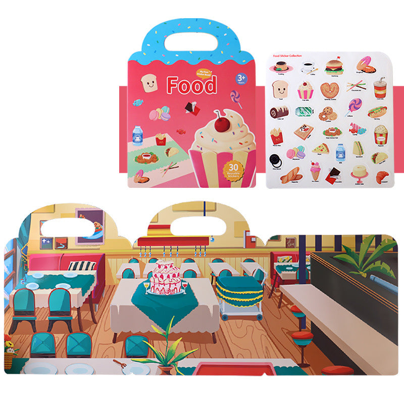 Reusable sticker book for toddlers, featuring a space adventure theme with alien and rocket stickers, screen-free fun