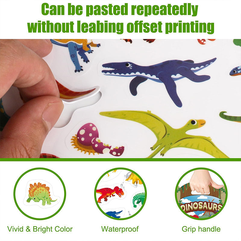 Educational sticker book for kids, featuring colorful repositionable stickers, perfect for creative play & travel
