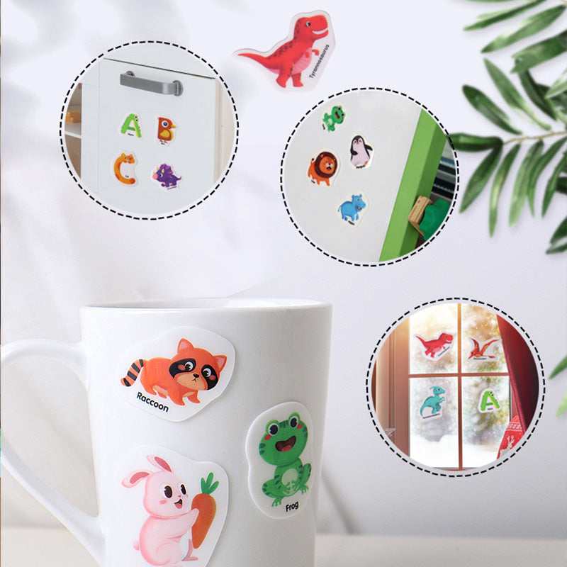 Toddler screen-free fun: child's hands placing a reusable sticker in an activity book, promoting fine motor skills