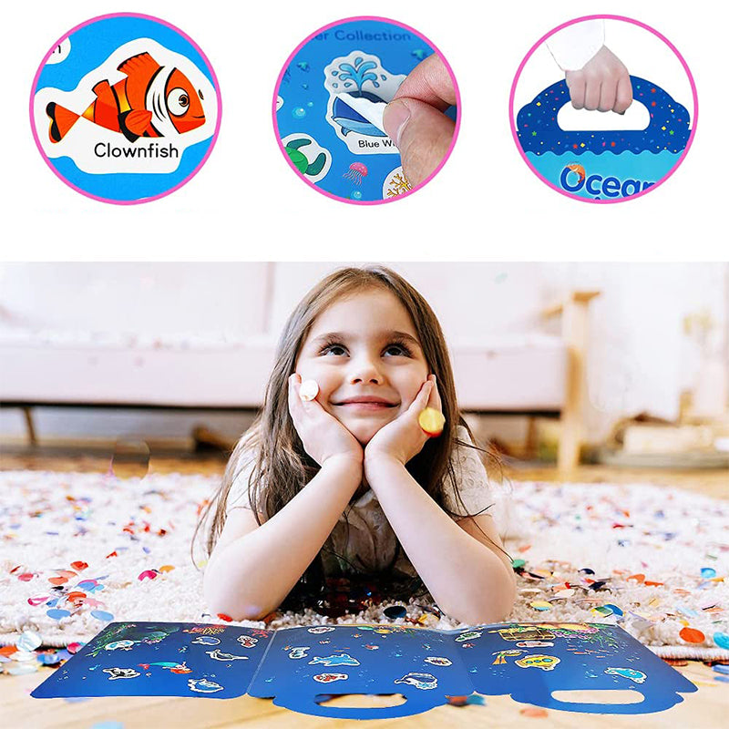 Interactive play sticker book for kids, a reusable educational toy for young children