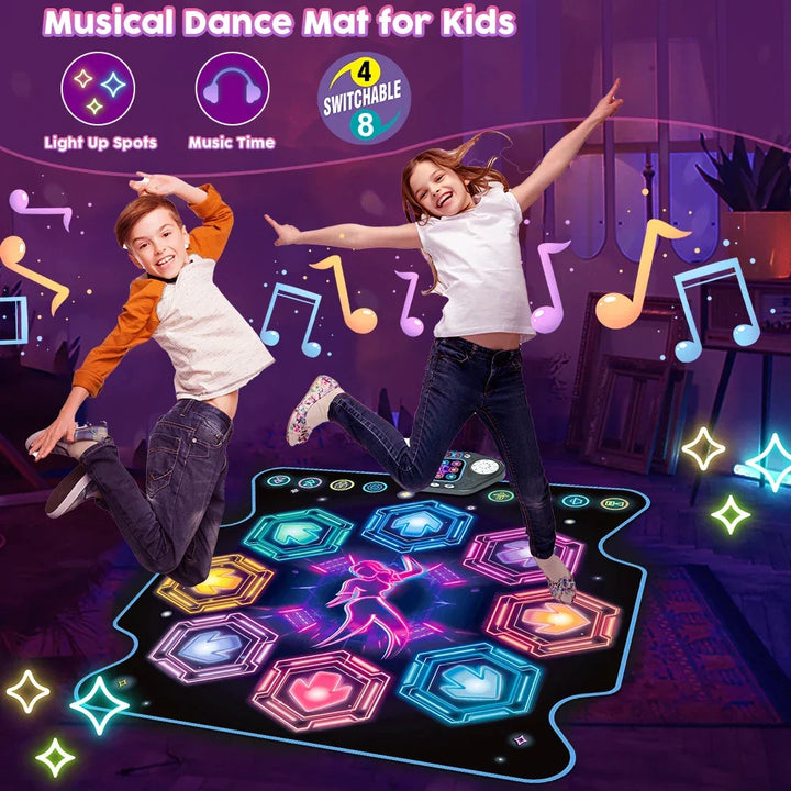 Bright LED dance mat for kids, an interactive toy for active play, musical games, and rhythm learning.
