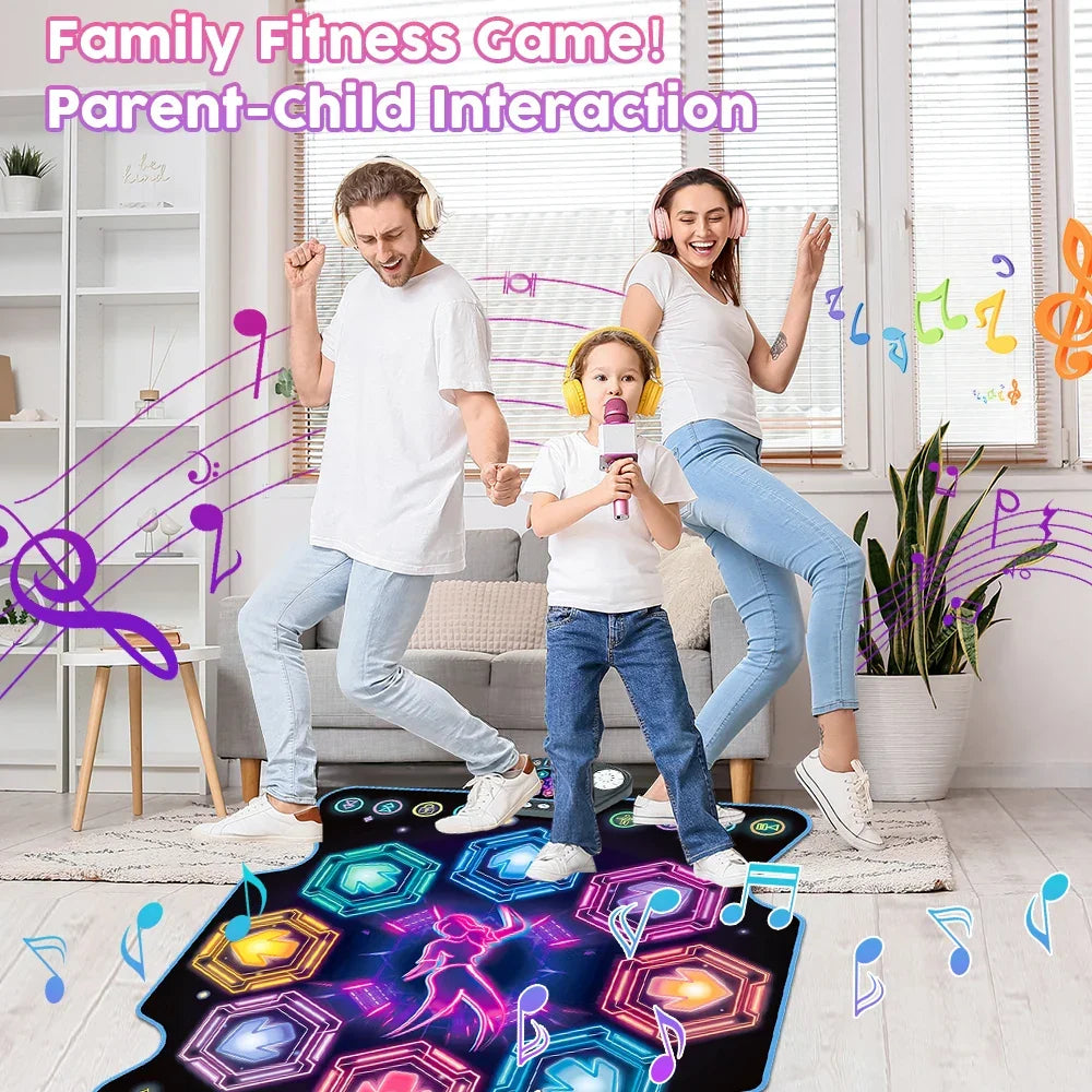 Toddler & kids' interactive LED dance mat for active play, promoting coordination and rhythm with fun music.