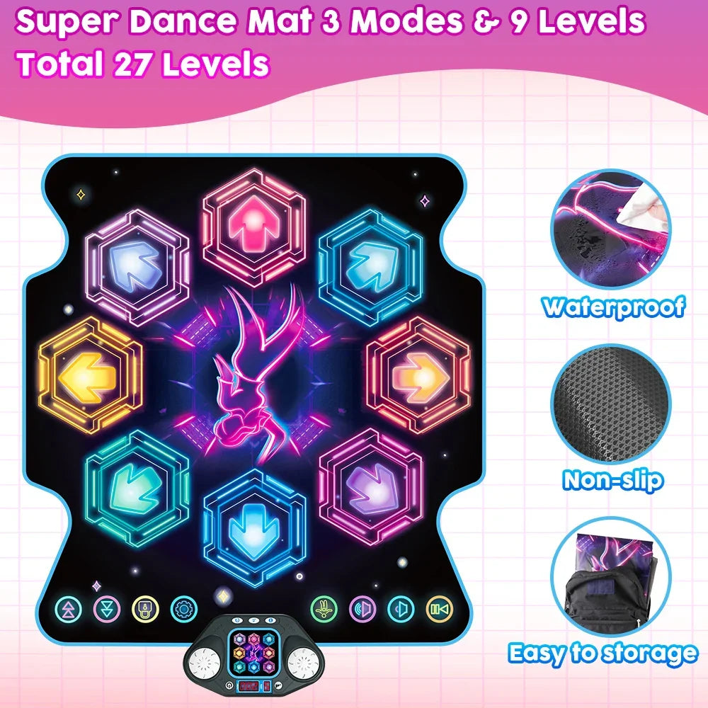 RhythmoStep LED interactive dance mat for kids, an engaging active play toy with lights, music, and games.