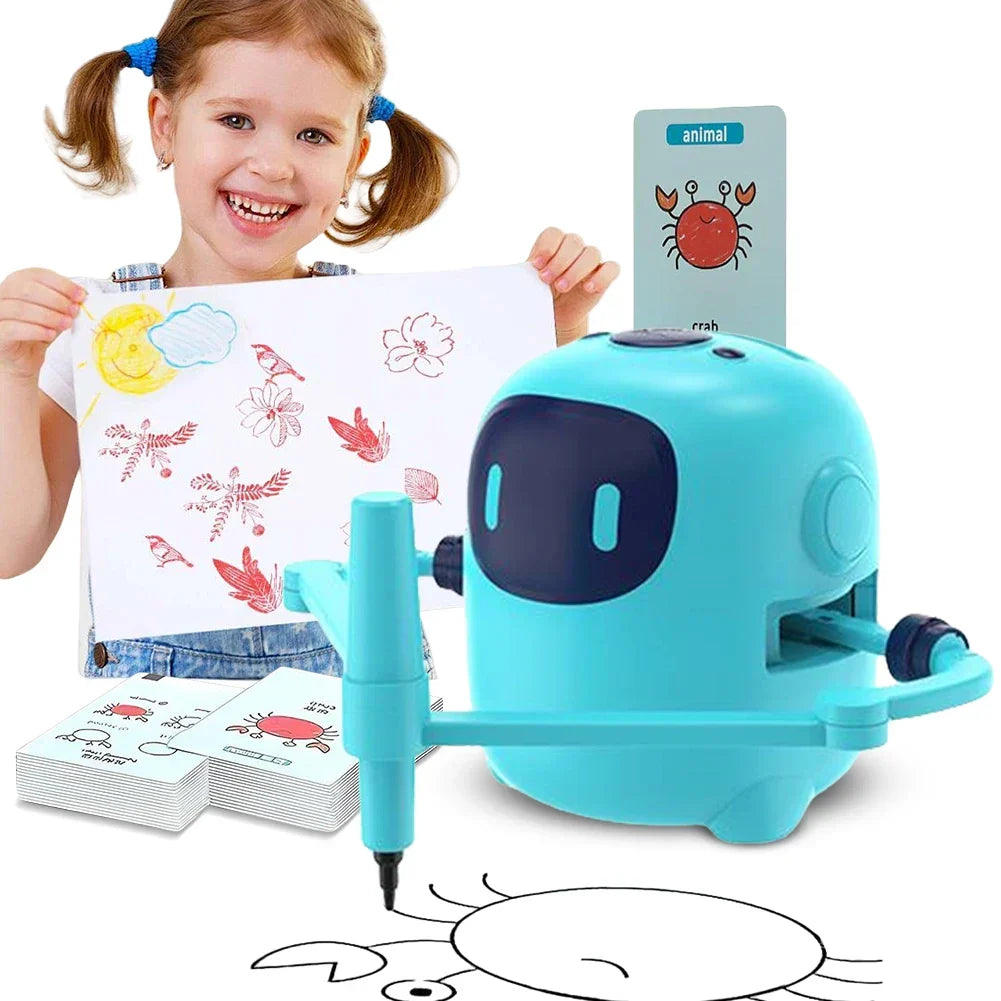 Interactive kids' drawing robot, enhances creativity and fine motor skills through engaging art play.