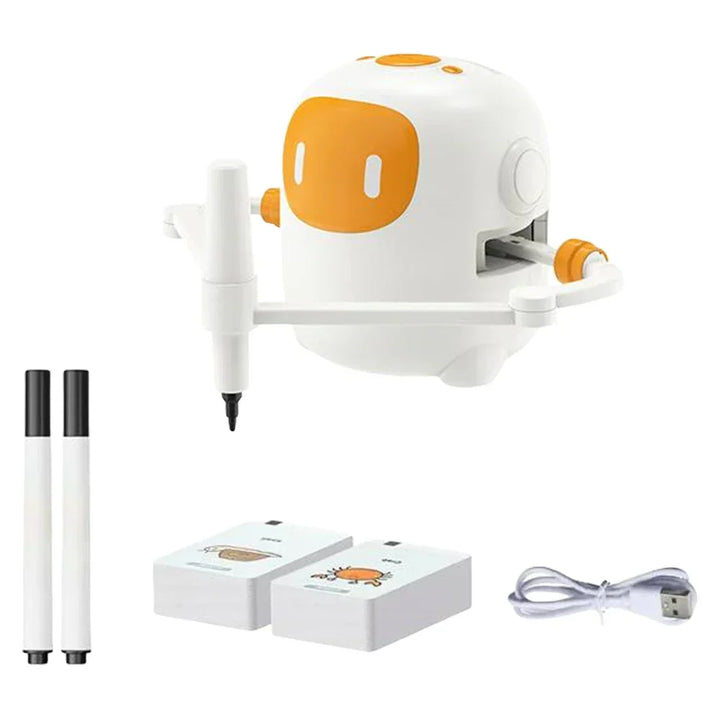 Compact, portable Smart Tabletop Drawing Robot for kids, a creative and educational art companion for learning.
