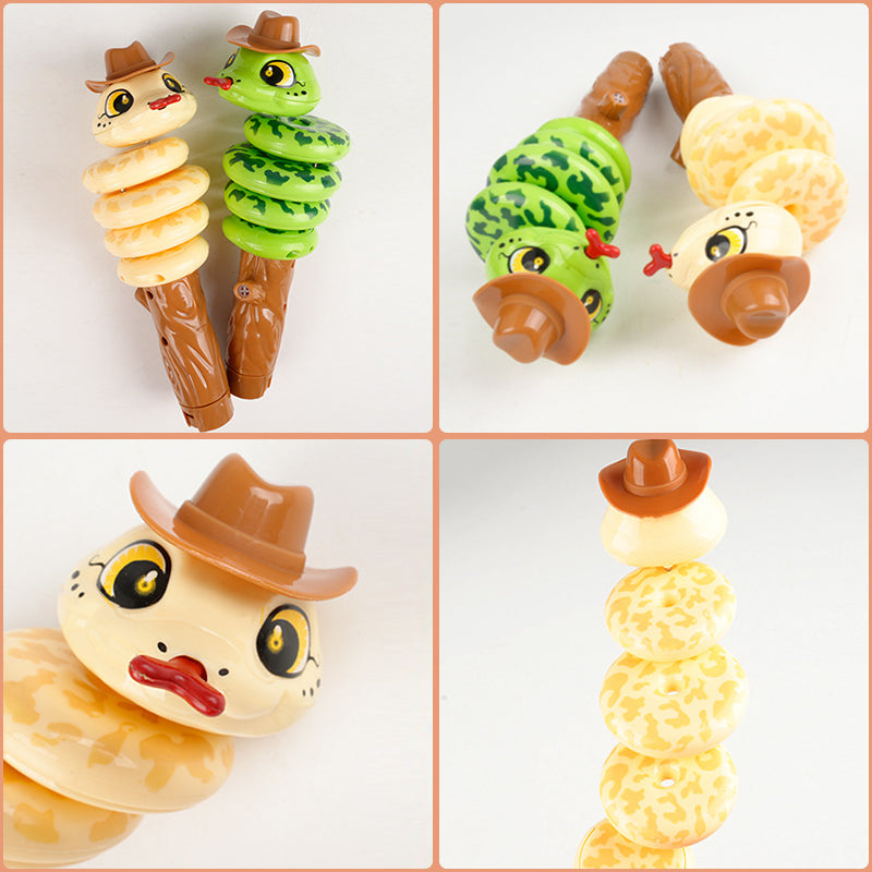 Kids' swinging snake whistle toy, plastic, green & yellow, for children's gifts & party favors