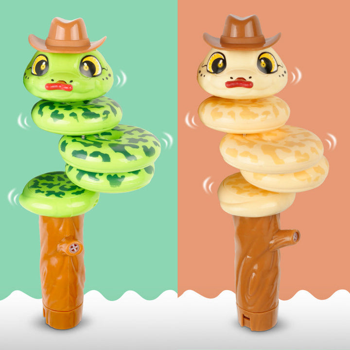 Animated snake whistle toy for kids, wiggles side-to-side, interactive outdoor fun for toddlers