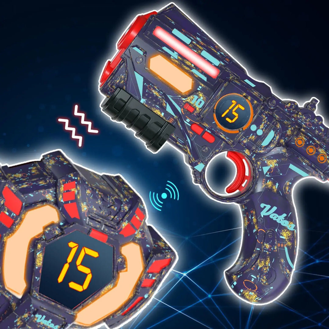 Tagonix kids' rechargeable laser tag toy set. Blasters and vests with USB charging for endless electronic outdoor play.
