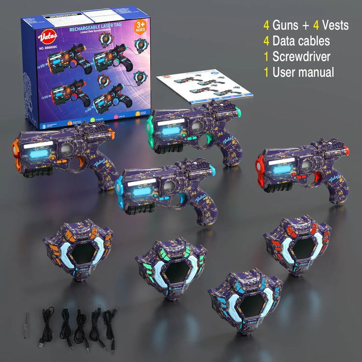 Ultimate Tagonix rechargeable laser tag set for kids, promoting active outdoor play & thrilling electronic team battles.