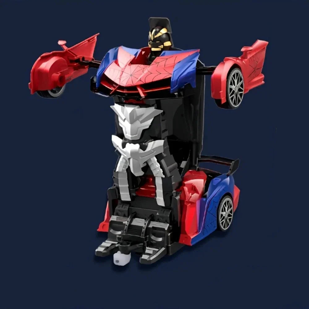 Kids' transforming RC drift car with bright LED lights. Remote controlled RoboRacerX for action play.